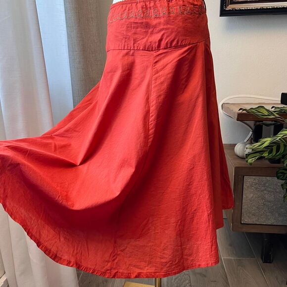 Nell Jeans Boho Women's Orange and Red Skirt - Picture 5 of 8